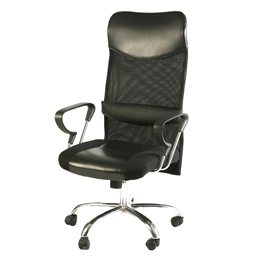 POLTRONA DIREZIONALE W1008 - CON RUOTE E BRACCIOLI - TESSUTO TRASPIRANTE-PU - NERO - SERENA GROUP 95838