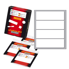 ETICHETTA ADESIVA - PERMANENTE - RETTANGOLARE - 110X34 MM - 4 ETICHETTE PER FOGLIO - 10 FOGLI PER BUSTA - BIANCO - MARKIN 78221