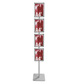 ESPOSITORE PORTA AVVISI INUNO INFO JUNIOR - 4 CORNICI A SCATTO - A4 VERTICALE - SILVER - STUDIO T 97394